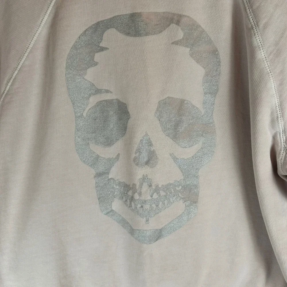 Zadig & Voltaire Womens Pink Skull Graphic Raglan Sweatshirt Silver Metallic M - Picture 9 of 9